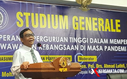 Kuliah Umum di USM, Mahfud: Semua Pihak Perlu Bergandeng Tangan Perangi Covid-19