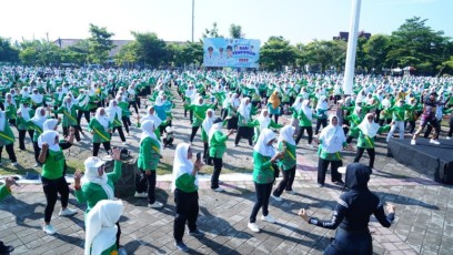 Ribuan Anggota Muslimat NU Boyolali Antusias Ikuti Senam Bersama